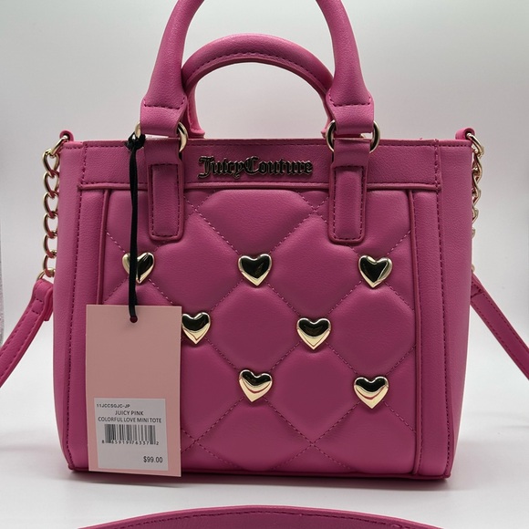 Juicy Couture Bubble Gum Pink Quilted Heart Bag - Picture 3 of 7